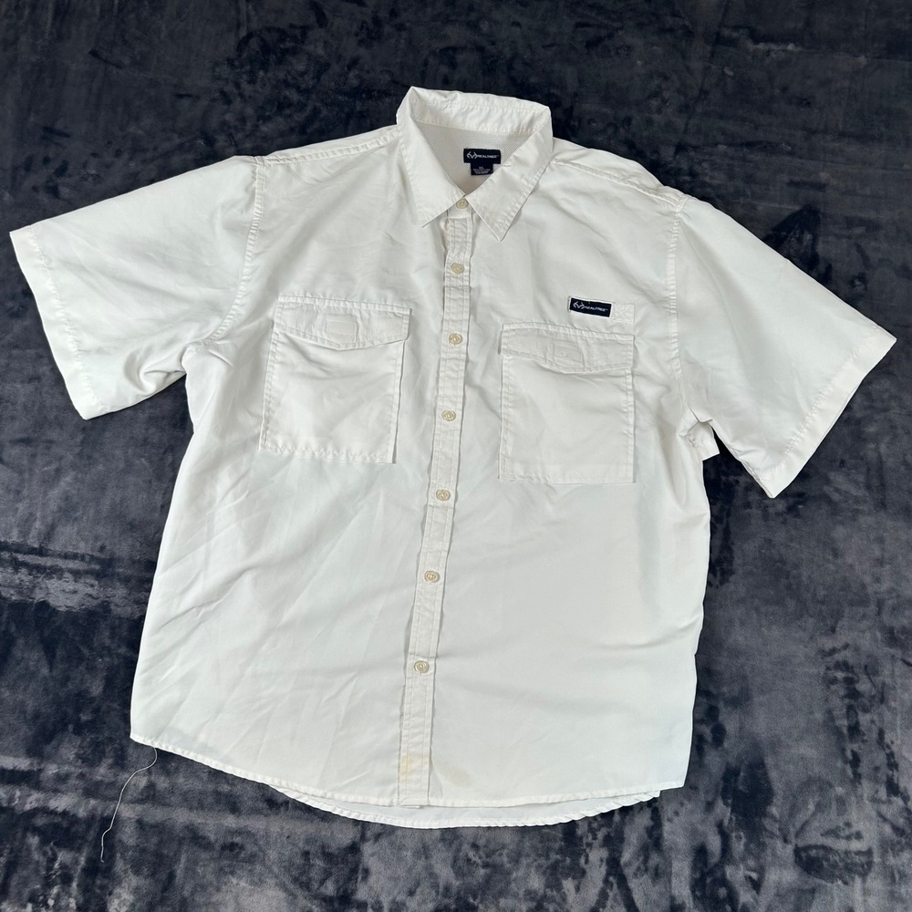 Realtree Fishing Shirt Mens‎ XXL White Short Sleeve Button Down Ventilated 1468